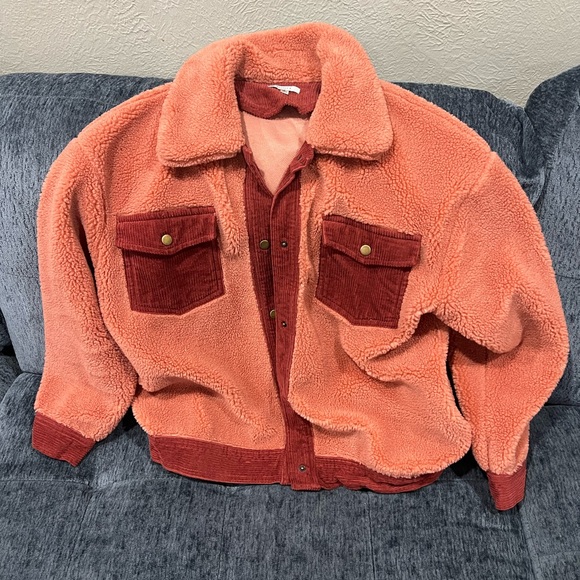 JODIFL Tops - JODIFL Pink and Red Sherpa Jacket Cozy Fall and Winter Piece Perfect Layering